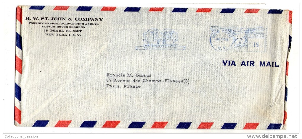 Lettre , ETATS UNIS , NEW YORK , 1956 , Sinjon , H.W. ST. JOHN & Company - Marcophilie