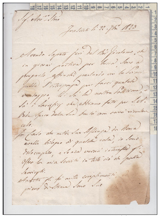 Manoscritti Lettera Scritta Da Frascati Per Roma 1823 - Manoscritti