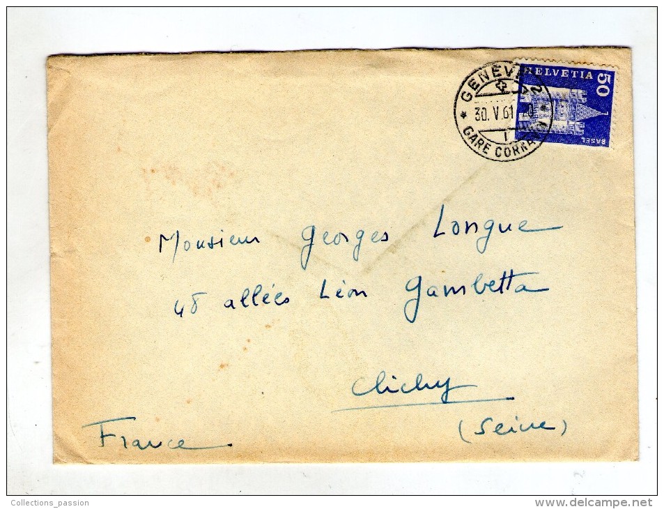 Lettre ,SUISSE , GENEVE 2 , GARE , 1961 - Postmark Collection