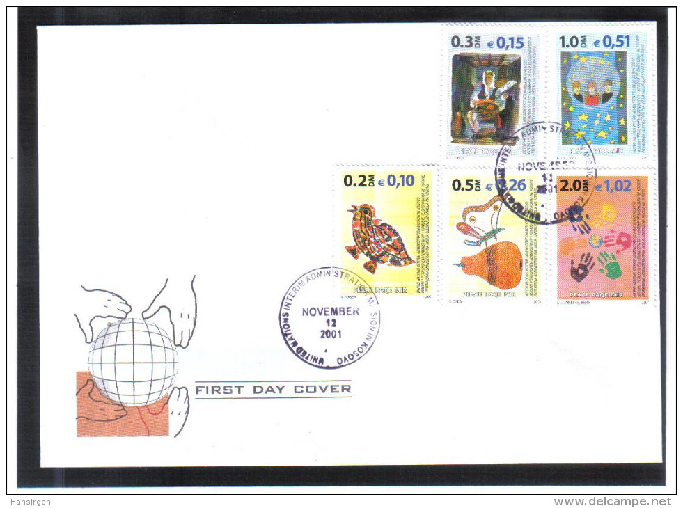 WIT06 UNO KOSOVO UNMIK  FDC  FIRST  DAY COVER FRIEDEN IM KOSOVO II  2001 MICHL 6/10 - Cartas & Documentos