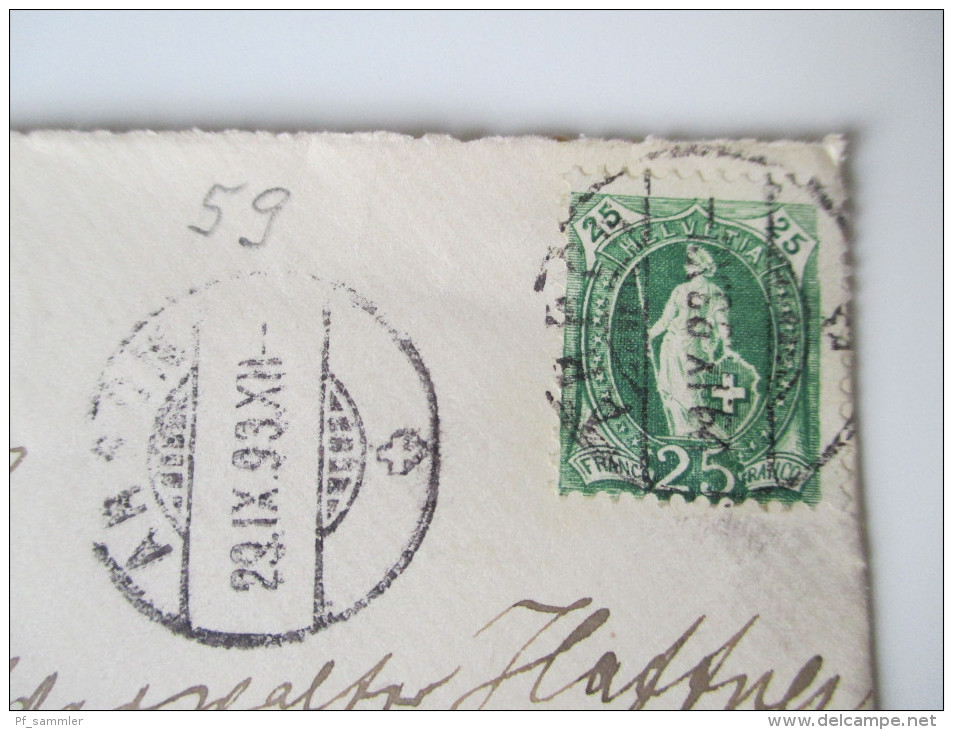 Schweiz 1893 Einfachfrankatur Nr. 59 Verzähnte Marke! Brief Mit Inhalt! - Storia Postale