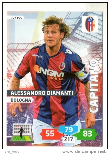 FIGURINA TRADING CARD PANINI ADRENALYN XL 2013-2014 - BOLOGNA - ALESSANDRO DIAMANTI - Edizione Italiana