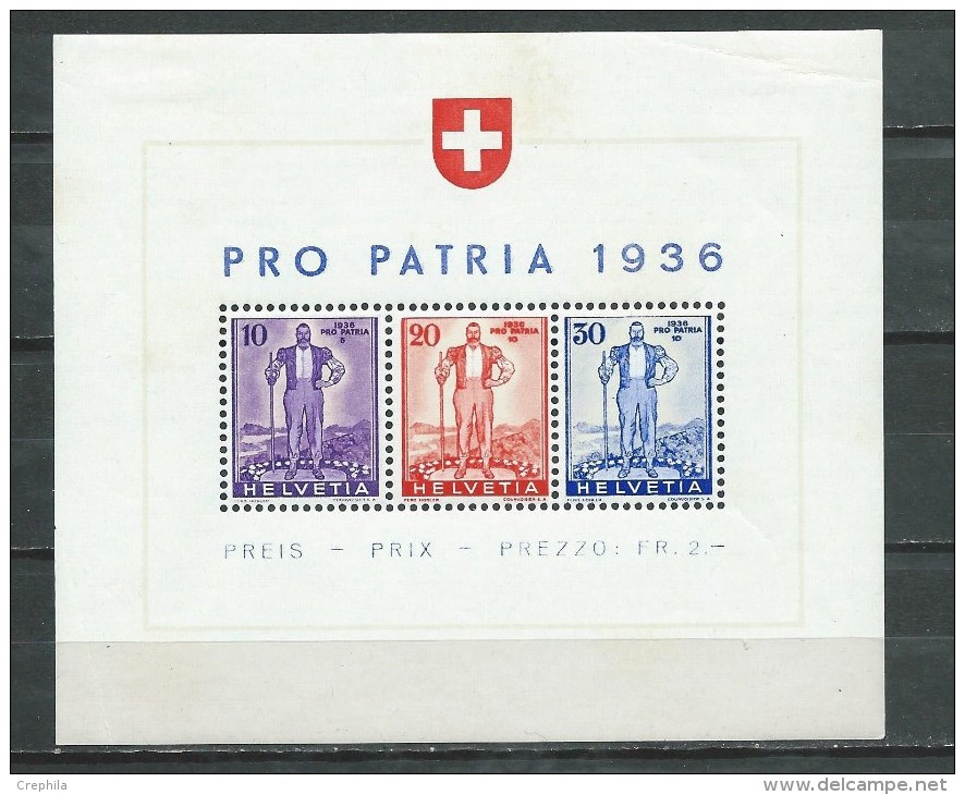 Suisse - 1936 - Y&T Bloc 2 - Neuf * - Unused Stamps