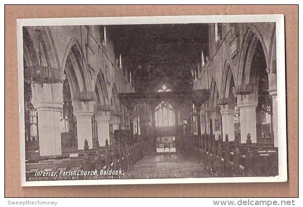 St Mary's Church INTERIOR Baldock Hertfordshire OLD UNUSED Postcard BY H READ TUDOR HOUSE BALDOCK - Hertfordshire