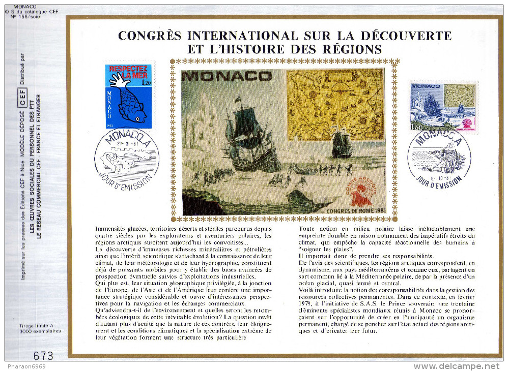 Feuillet Tirage Limité CEF 190 Soie Congrès International Sur La Découverte Et L´histoire Des Régions Bateau Poisson - Lettres & Documents