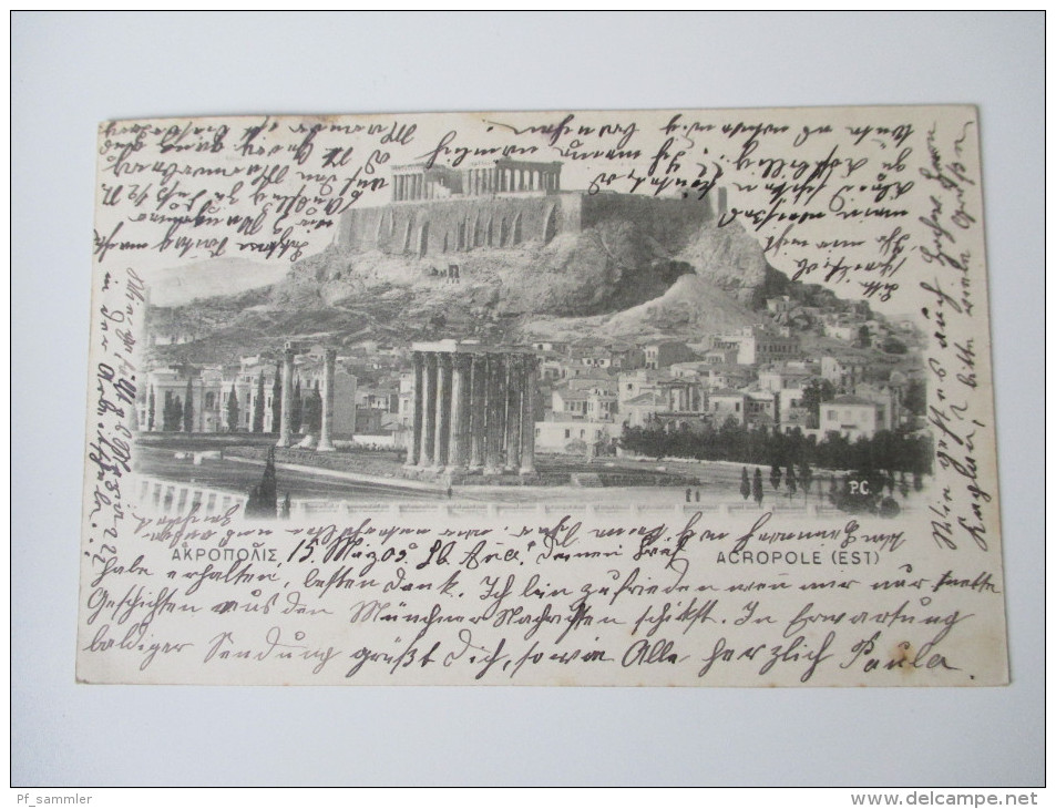 Postkarte Griechenland 1903 Acropole (Est) Gesendet Nach Wangen Im Allgäu - Grèce