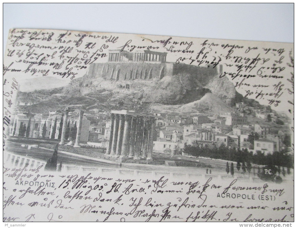 Postkarte Griechenland 1903 Acropole (Est) Gesendet Nach Wangen Im Allgäu - Greece