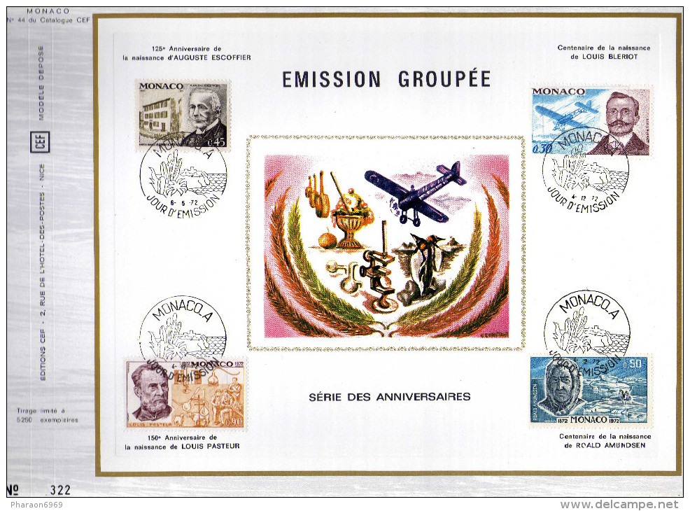 Feuillet Tirage Limité CEF 44 émission Groupée Escoffier Pasteur Amundsen Blériot - Lettres & Documents