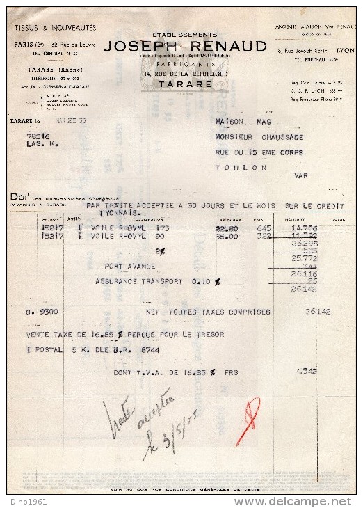 VP1061 - Ets J. RENAUD Fabricants De Tissus & Nouveautés à TARARE - Textile & Clothing