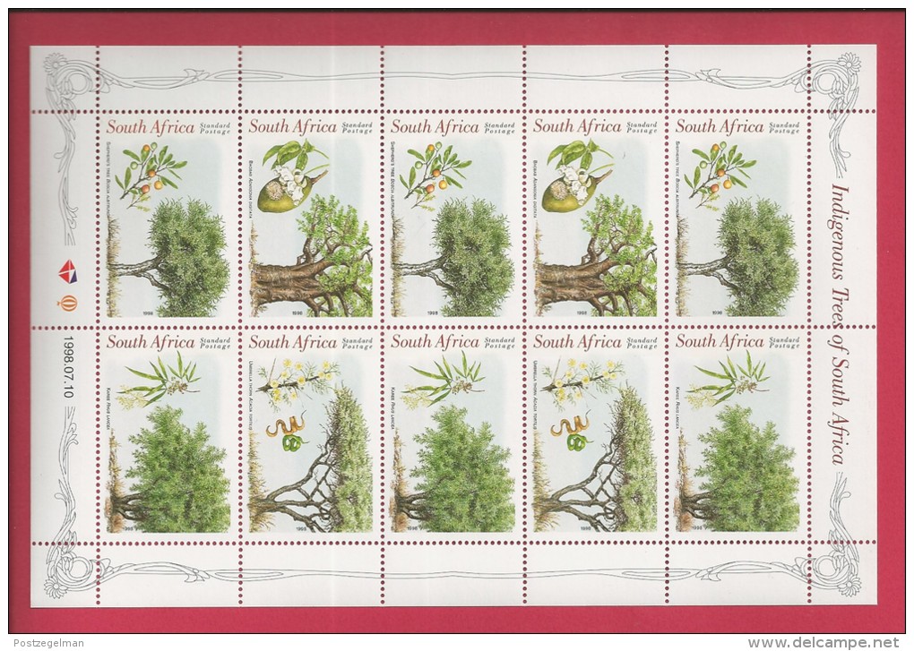 SOUTH AFRICA,  1998 ,  Full Sheet(s) Of 10 Stamps , Indigenous Trees, Sa1125-1128, F-3801 - Unused Stamps