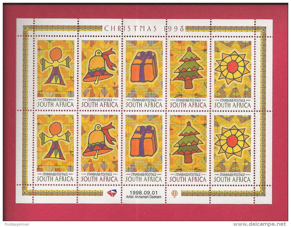 SOUTH AFRICA,  1998 ,  Full Sheet  Of 10 Stamps Each, Christmas, Sa1141-1145, F-3802 - Unused Stamps