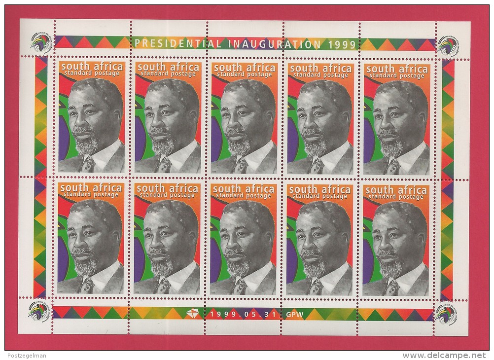 SOUTH AFRICA,  1999 ,  Full Sheet  Of 10 Stamps Each, Thabo Mbeki, Sa1207, F-3806 - Nuevos