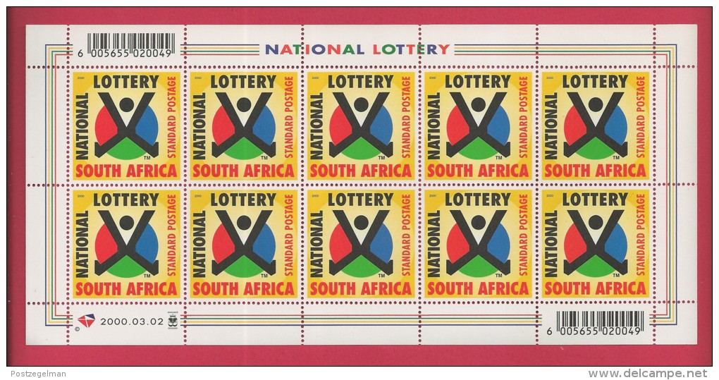 SOUTH AFRICA,  2000 ,  Full Sheet  Of 10 Stamps , National Lottery, Sa1252, F-3811 - Ongebruikt