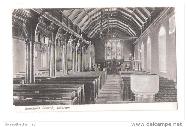 SHENFIELD CHURCH INTERIOR No. 1603 CHARLES MARTIN 39 ALMERMANBURY LONDON EC  USED 1906 - Hertfordshire