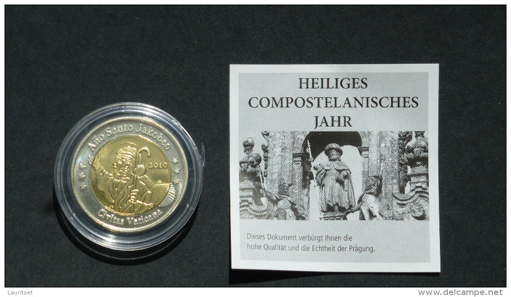 VATIKAN 2010 Euro Specimen Coin 2 EUR Heiliges Compostelanisches Jahr UNC + Sertificate - Vatikan