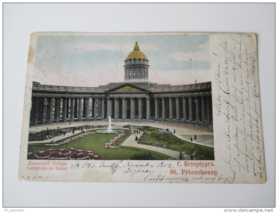 Postcard 1902 Russia St. Petersbourg Cathedrale De Kazan. G.K.A. No 1. Nach Heiligenhaus Mit 3 Stempeln - Russie