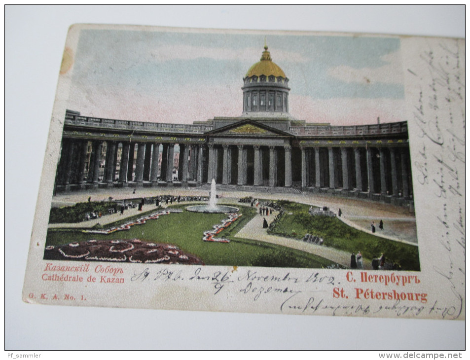 Postcard 1902 Russia St. Petersbourg Cathedrale De Kazan. G.K.A. No 1. Nach Heiligenhaus Mit 3 Stempeln - Russie