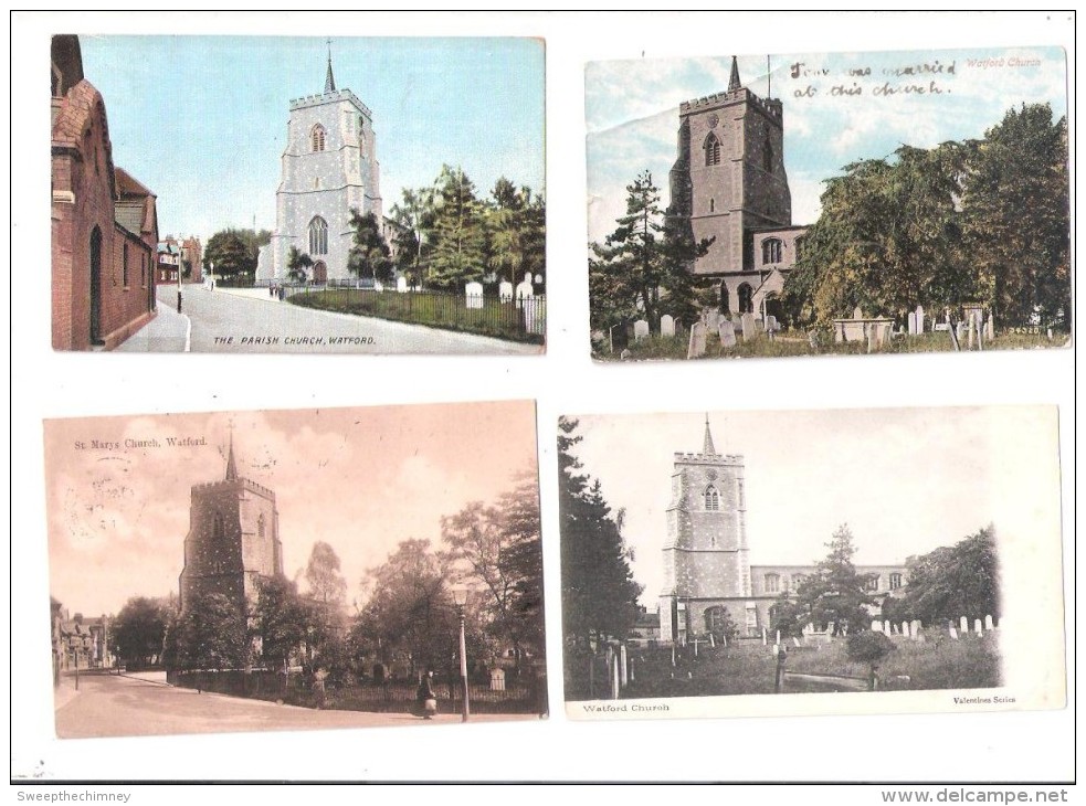 FOUR OLD POSTCARDS OF WATFORD CHURCH ST. MARY'S PARISH CHURCH HERTFORDSHIRE - Hertfordshire