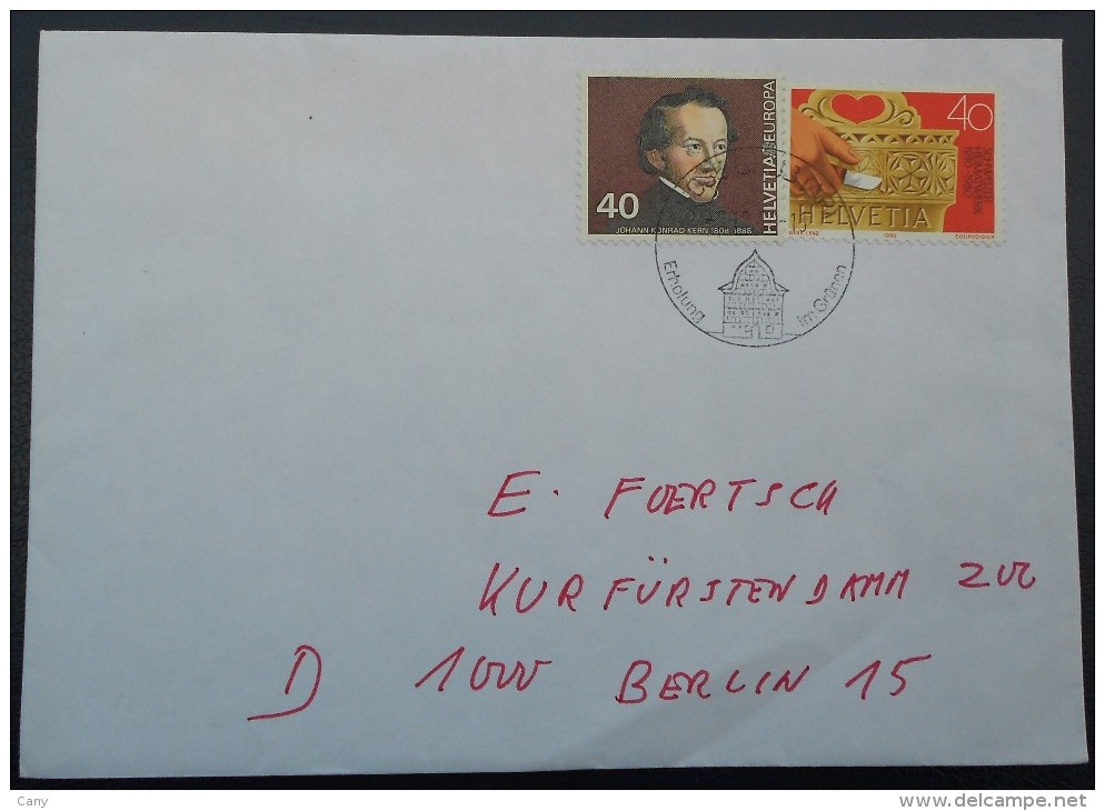 SUISSE - Lettre Du 09/10/1980 Pour Berlin Avec Timbre  Sur L'artisanat Et Timbre Sur Johann Konrad Kern - Lettres & Documents