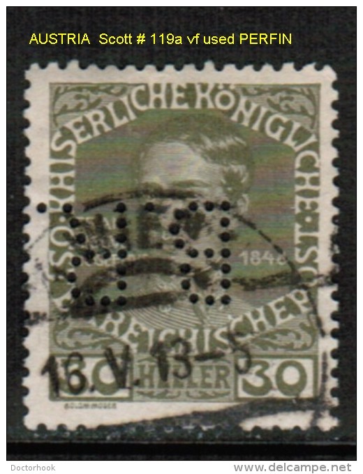 AUSTRIA    Scott  # 119a  VF USED PERFIN - Used Stamps