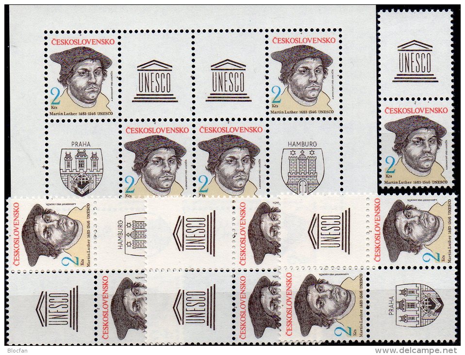 Expo Nordposta 1983 CSSR 2701,3x4-Bl.+Block 56 ** 57€ Reformator Luther Philatelic M/s Wap Se-tenant Bf Tschechoslowakei - Lots & Kiloware (mixtures) - Max. 999 Stamps