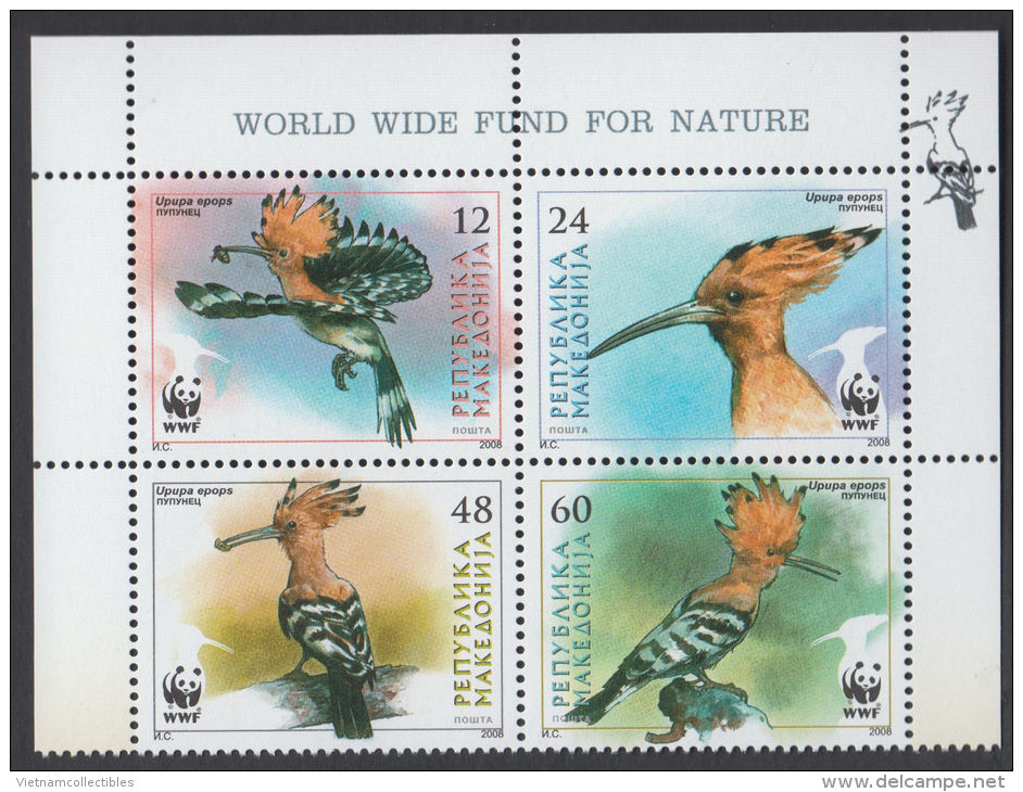 (WWF-415) W.W.F Macedonia / Birds / Hoopoe MNH Stamps With Top Margin 2008 - Unused Stamps