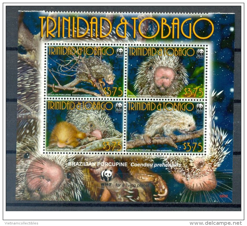 (WWF-428) W.W.F. Trinidad & Tobago Brazilian Porcupine MNH Stamps With Margin 2008 - Unused Stamps