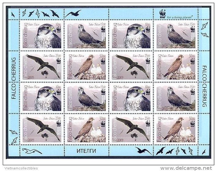 (WWF-434) W.W.F. Kyrgyzstan Saker Falcon / Bird MNH Perf Sheetlet 2009 - Unused Stamps