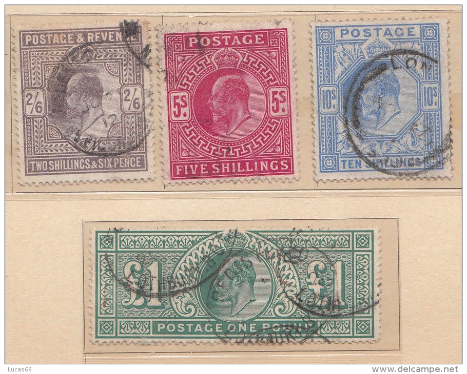 1902 Edward VII High Values   2/6 5s 10s 1&pound; - Used Stamps