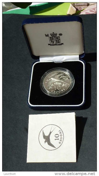 ESTLAND ESTONIA Estonie 1992 Silver Coin Rauchschwalbe 999/1000 Silbermünze + Original Box +sertificate - Estland