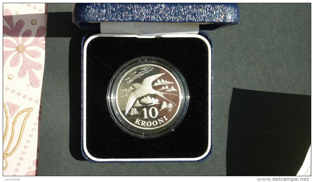 ESTLAND ESTONIA Estonie 1992 Silver Coin Rauchschwalbe 999/1000 Silbermünze + Original Box +sertificate - Estonie
