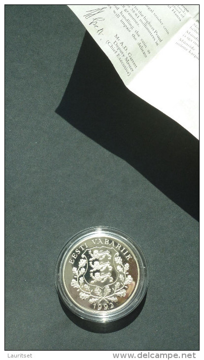 ESTLAND ESTONIA Estonie 1992 Silver Coin Rauchschwalbe 999/1000 Silbermünze + Original Box +sertificate - Estland