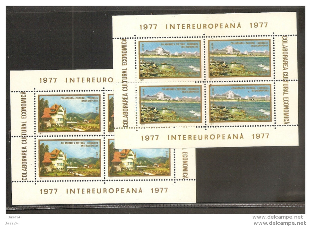 1977 Romania INTEREUROPEANA Serie Di 2 Foglietti Di 4v. (3033, 3034) MNH** - Blocchi & Foglietti