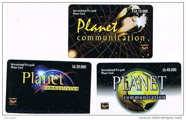 ITALIA (ITALY) - PLANET COMMUNICATION (REMOTE)  -  COMPLET SET OF 3        - NUOVE (MINT)  -  RIF. 8692 - Cartes GSM Prépayées & Recharges