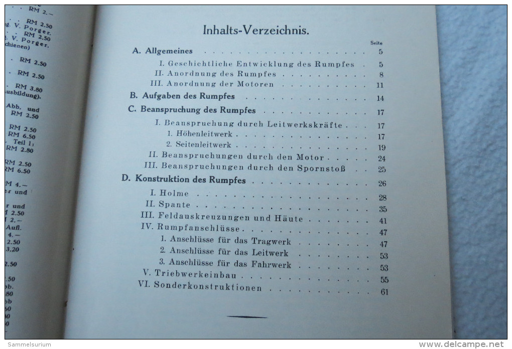 Dipl.-Ing. E.Pfister/Dipl.-Ing. H. Eschke "Der Bau Des Flugzeuges" Teil 3: Rumpf, Von 1934 - Technical