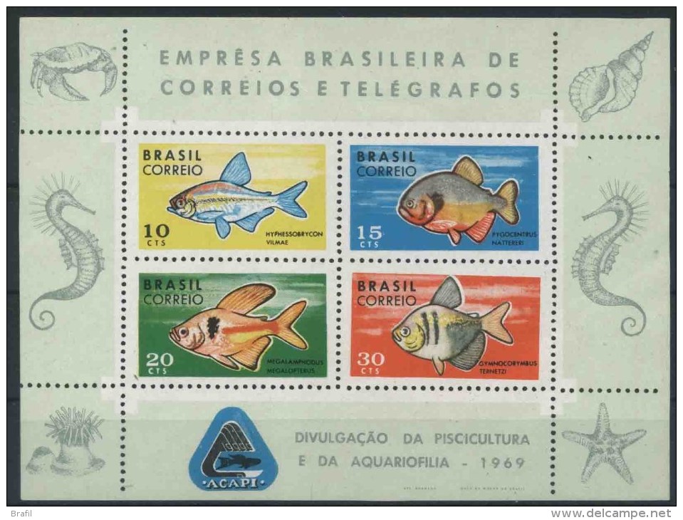 1969 Brasile, Protezione Pesca Pesci, Serie Completa Nuova (**) - Blocks & Sheetlets