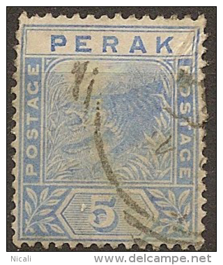 PERAK 1892 5c Tiger SG 64 U #BN385 - Perak