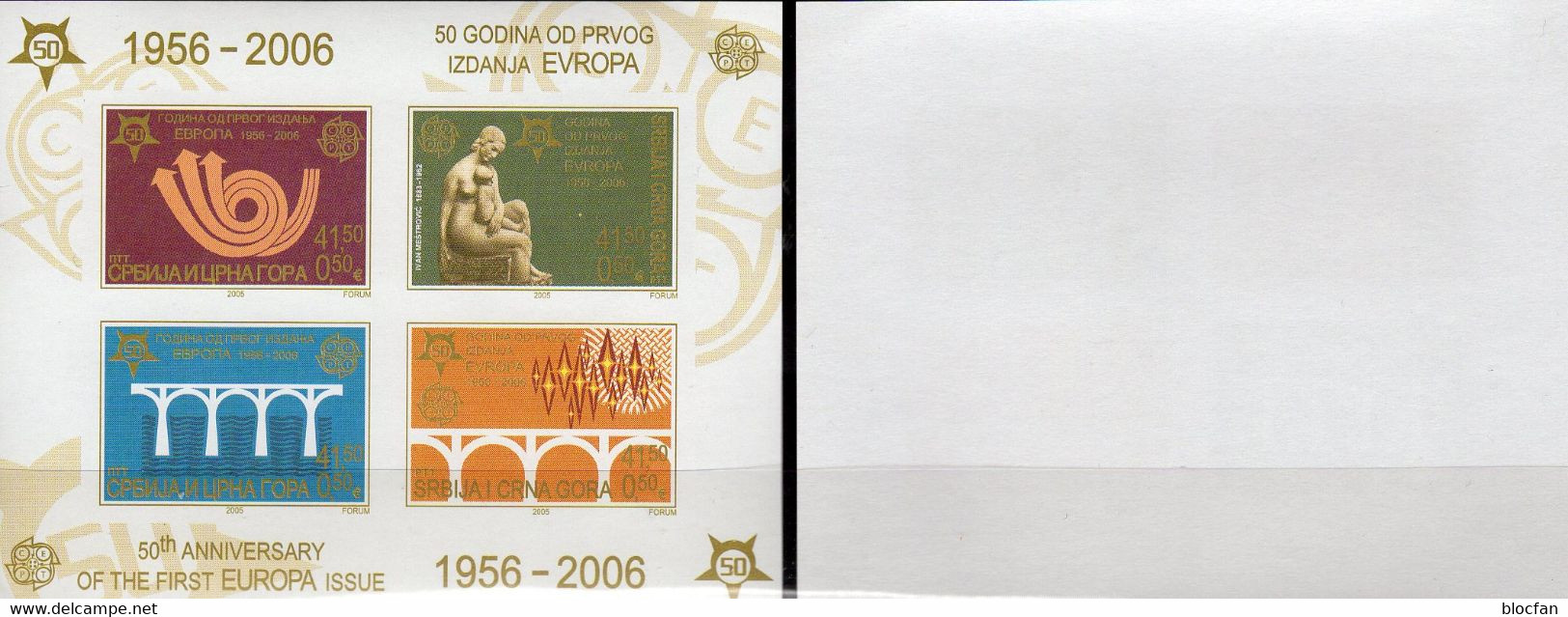 EUROPA 2006 Jugoslawien Block 60B ** 15€ Stamps On Stamp YU1508,1558,1458,2047 Hoja Ss Bloc Sheet M/s 50 Jahre CEPT - Unclassified