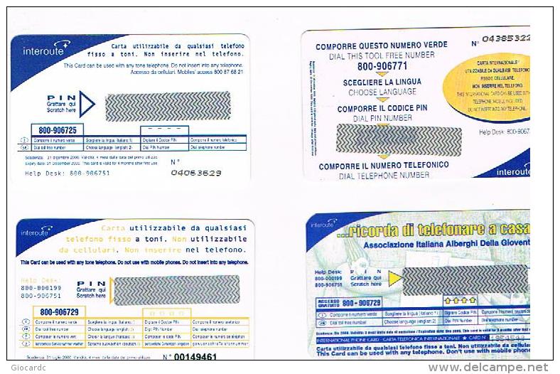 ITALIA (ITALY) - INTEROUTE  (REMOTE)  - LOT OF 4 DIFFERENT  - MINT  -  RIF. 8702 - Schede GSM, Prepagate & Ricariche