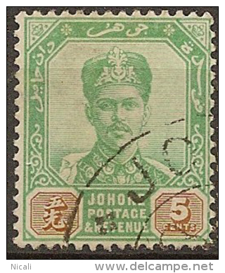 JOHORE 1896 5c Sultan SG 44 U #BN355 - Johore