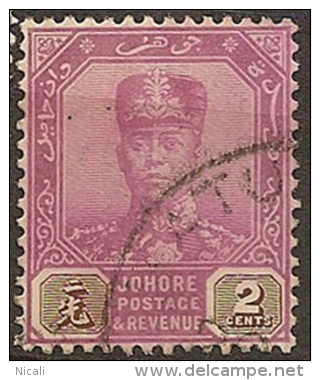 JOHORE 1922 2c Sultan SG 104 U #BN344 - Johore