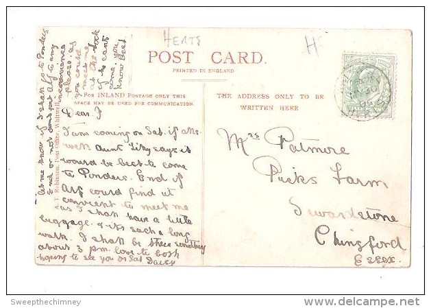 WHITWELL THIMBLE POSTMARK LIGHT STRIKE ON A WHITWELL FROM MILL HILL USED POSTCARD MAY 30 1906 POSTAL HISTORY - Hertfordshire