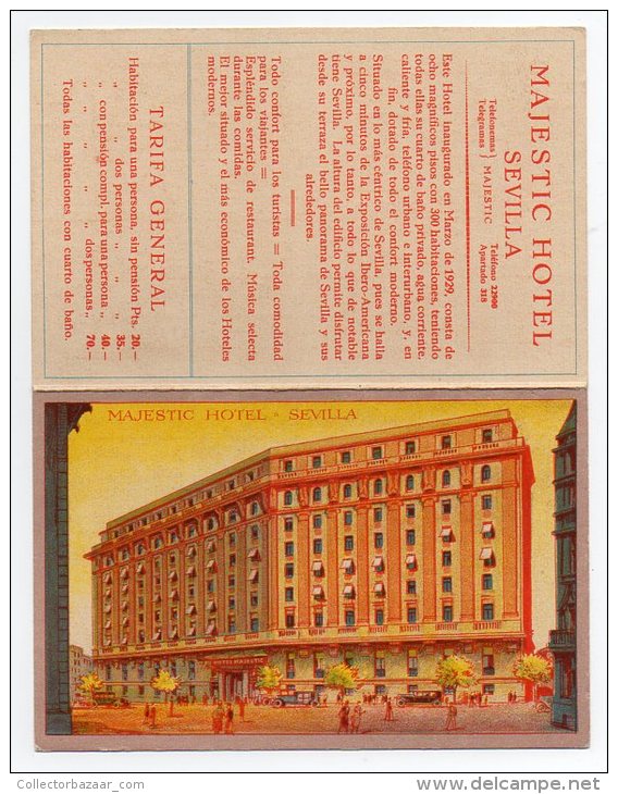 Majestic Hotel Sevilla Publicitaria Tarjeta Postal Postcard Ca 1920 Original Postcard Cpa Ak (W4_186) - Hoteles & Restaurantes