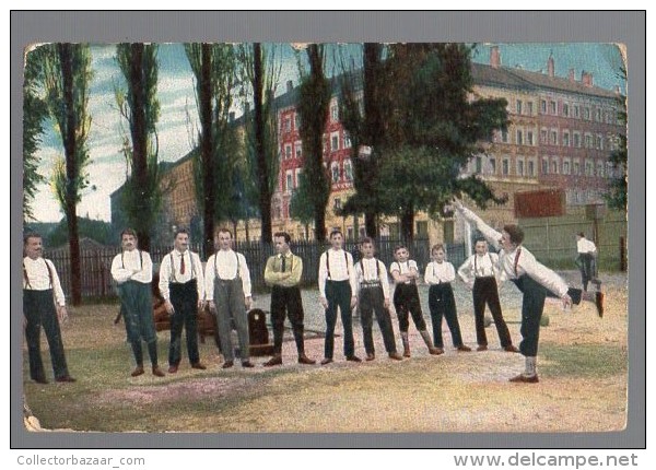 Germany Traditional Game Serie 427 Throughing A Block  Gymn  Ca 1900 Original Postcard Cpa Ak (W4_199) - Regional Games