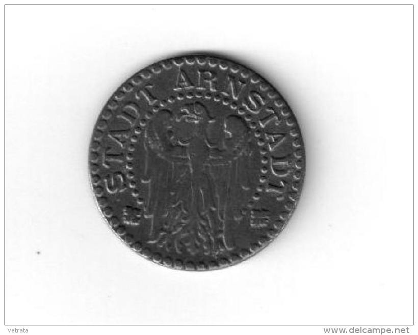 Pièce Allemande : Kleingeldersatzmarke - Stadt Arnstadt (10 Pfenning) (noircie) - 5 Pfennig