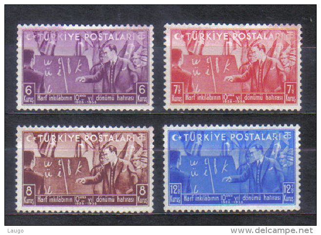 Turkey Mi 1037-1040 Ataturk As Teacher , 4 Values From Set 1938  MNH - Unused Stamps