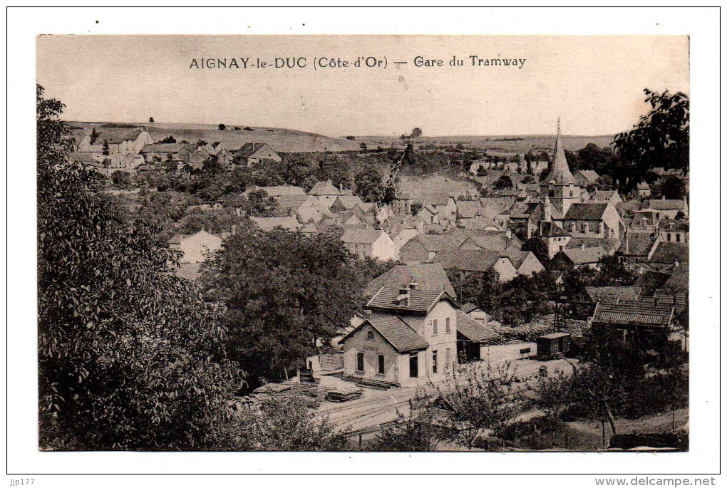 Aignay Le Duc Vue Panoramique Sur Le Village Avec L'interieure De La Gare Du Tramway Et L'eglise - Aignay Le Duc