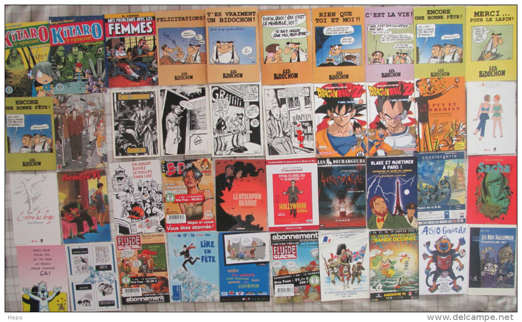 Lot De Plus 120 Cartes Postales Ou Promo  Illustrées / BD + Tracts + Marque Page BD - Cartoline Postali