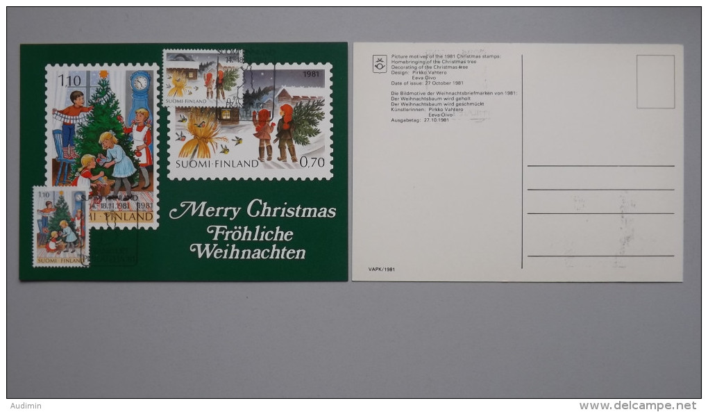 Finnland 889/90 Yt 853/4 Sc 660/1 Fa 886/7, Maximumkarte MK/CM, SST JOULU 1981, Weihnachten - Maximum Cards & Covers