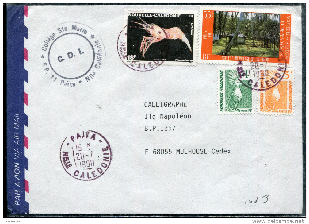 NOUVELLE CALÉDONIE - N° 493 & 494 + 515 + 576 / LETTRE AVION DE PAITA LE 20/7/1990 , POUR LA FRANCE - TB - Lettres & Documents